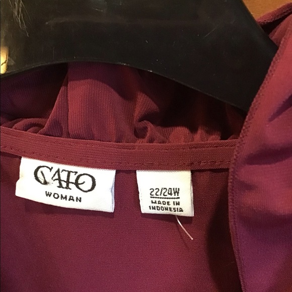 Cato woman top 22/24W made in Indonesia burgundy blouse boho plus size EUC - Picture 3 of 8